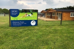 Day care centre sign and cabin